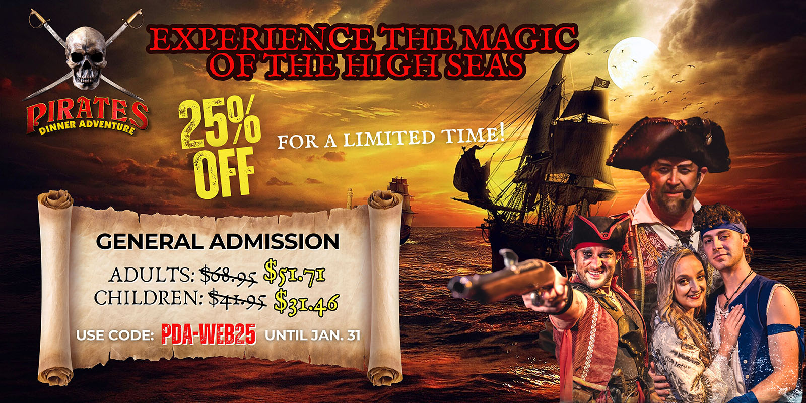 Pirates Dinner Adventure Coupon Banner