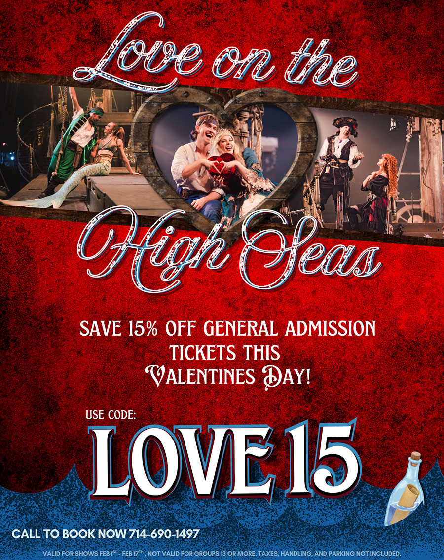 Celebrate Valentine`s at Pirates Dinner Adventure