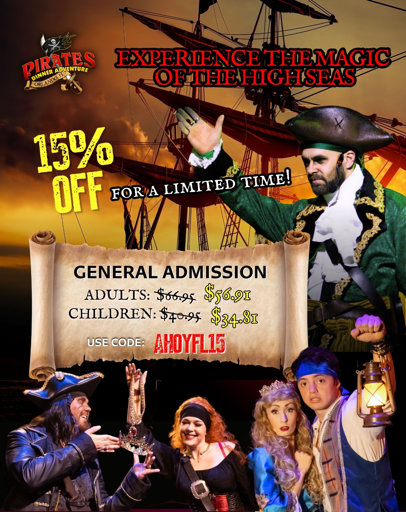 Pirates Dinner Adventure Ahoy FL 15% off