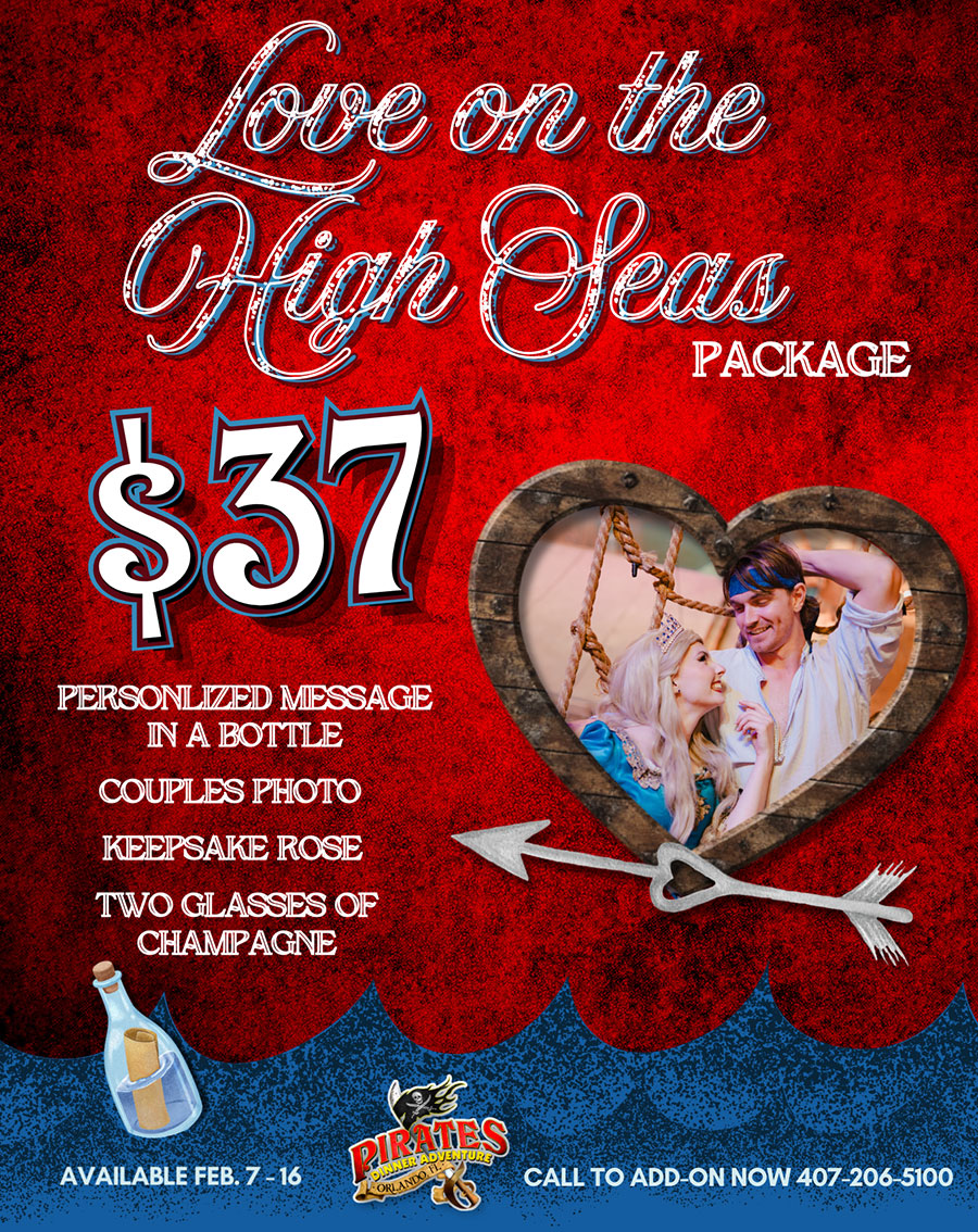 Celebrate Valentine`s at Pirates Dinner Adventure
