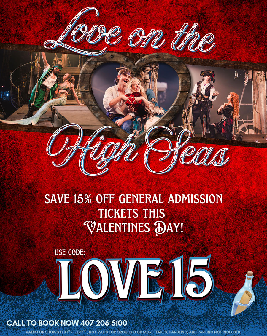 Celebrate Valentine`s at Pirates Dinner Adventure