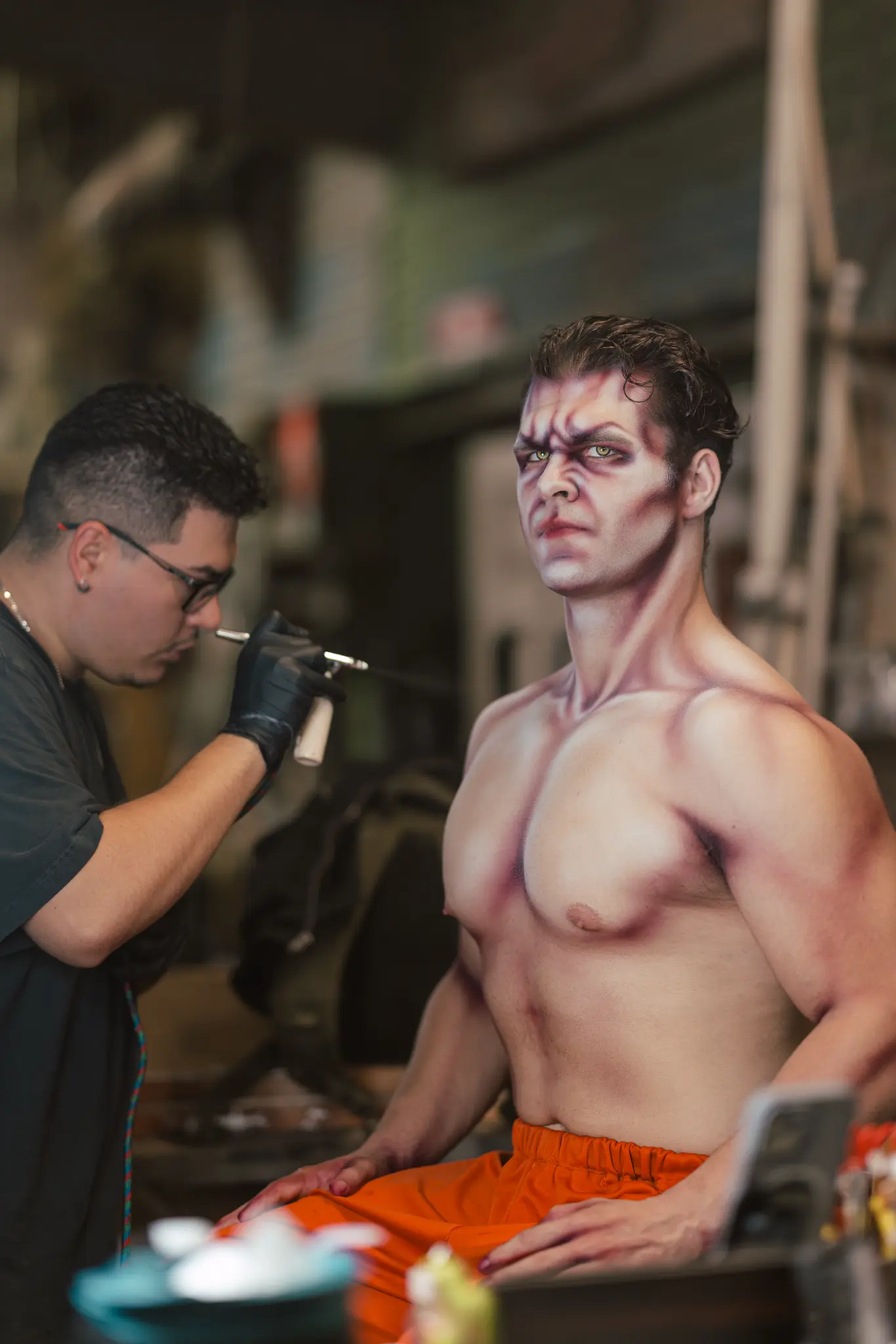 Airbrush make-up behind the scenes